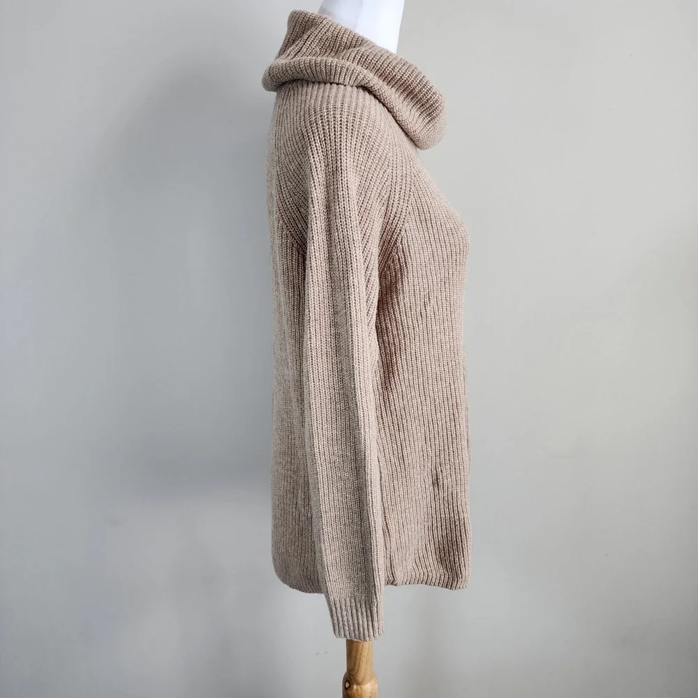 Tahari Cowl Neck Sweater Womens Small Merino Wool Blend Rib Knit Tunic Luxury - Picture 4 of 16